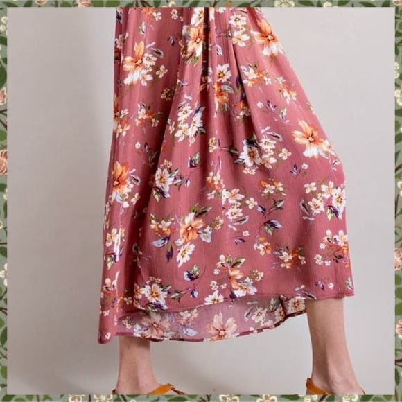 EASEL Flowy Oversized Ultra Wide Leg Romper Ruffled Bubble Sleeves Keyhole Back - Picture 14 of 16